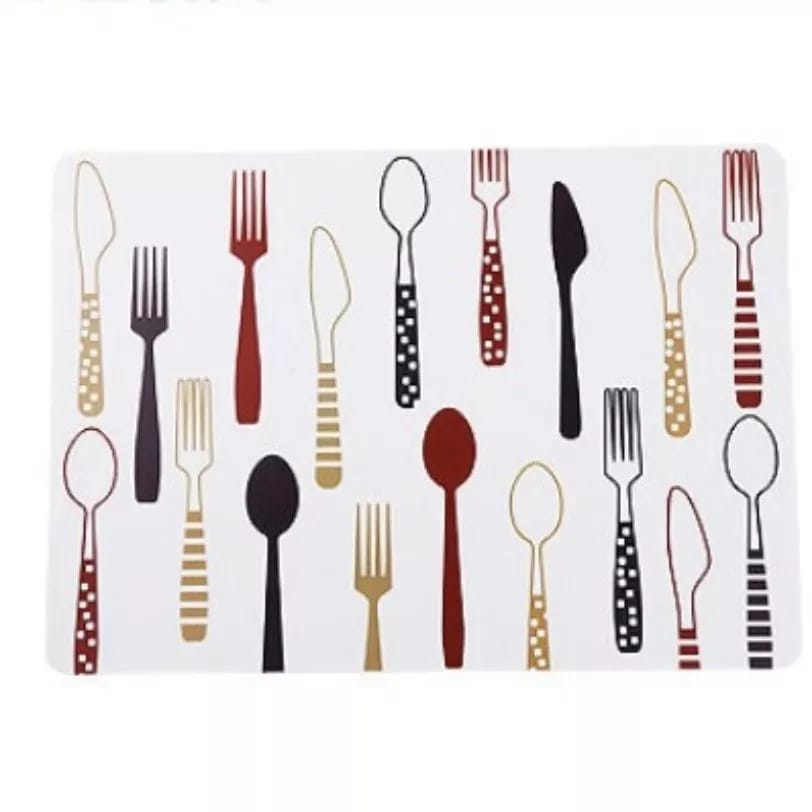DHIO2 - Tatakan Piring Anti Panas Bahan PVC Motif Tatakan Alas Meja Makan Taplak Meja