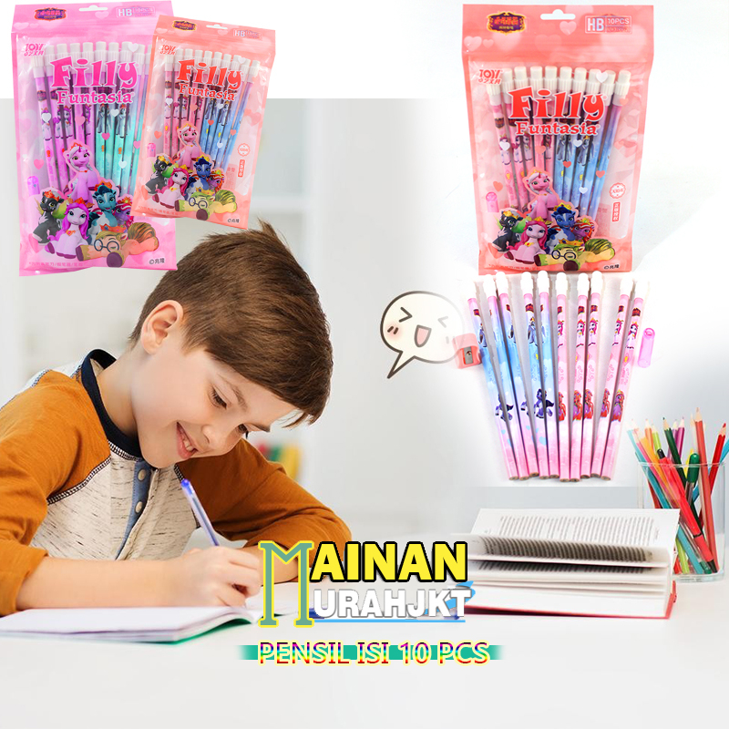 

MAINANKEI ATK ALAT TULIS PENSIL ZY3199-2 PENSIL SET FILLY FANTASIA ISI 10 PENSIL KARAKTER KUDA PONY DENGAN RAUTAN