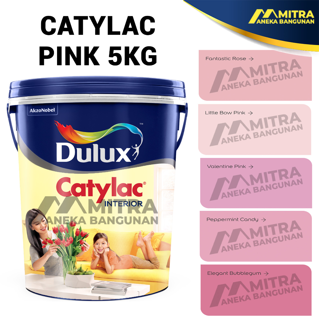 CAT TEMBOK DULUX CATYLAC INTERIOR 5 KG / PINK 1 / WARNA TINTING ORIGINAL