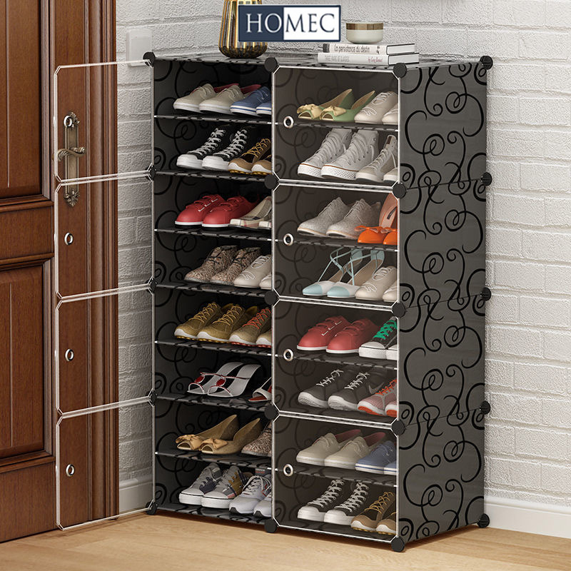 Rak Sepatu  Susun 4/6/8 Rak Sepatu Tertutup Plastik  Berkapasitas Besar Anti Debu  DIY Rak Sandal Po