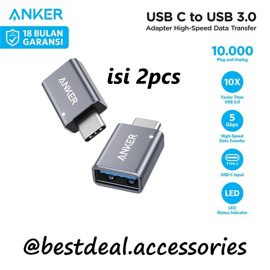 Anker USB-C to USB 3.0 Adapter Converter Data OTG 2pcs - B8731
