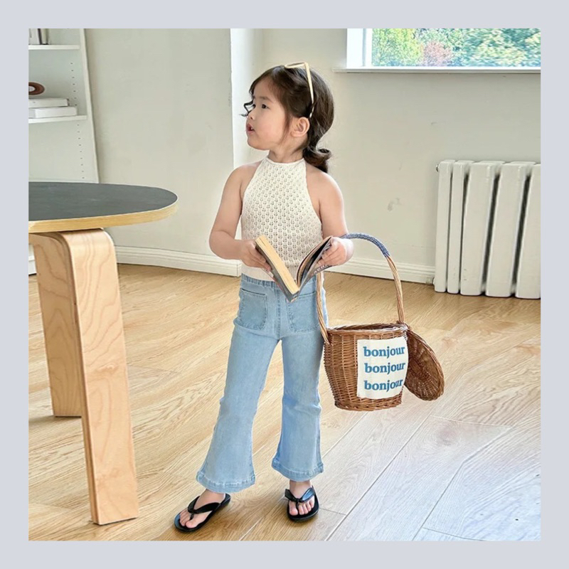 ARUM - Korean Wu Ri Knit Top + Jeans Pants Set | Setelan Anak Perempuan