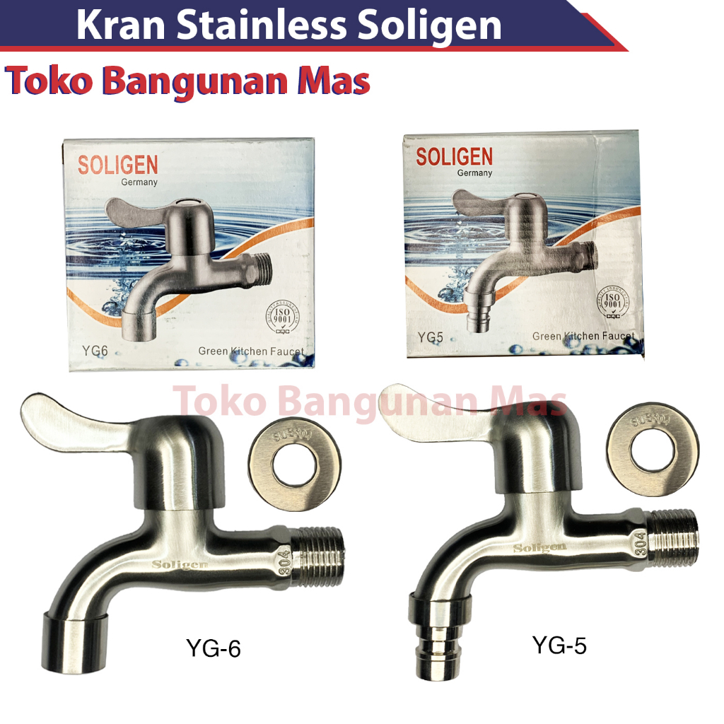 Kran Tembok SOLIGEN YG5  YG6 / Kran Stainless SOLIGEN selang / Kran SOLIGEN
