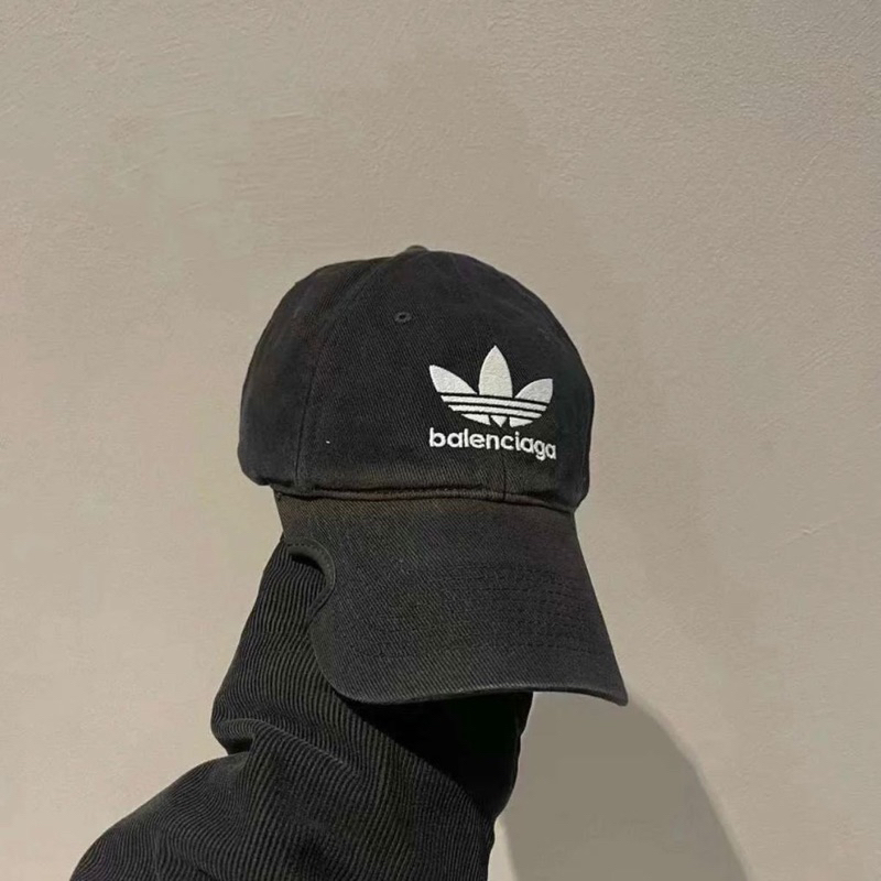 Balenciaga x Adidas baseball cap with worn-out effect in black