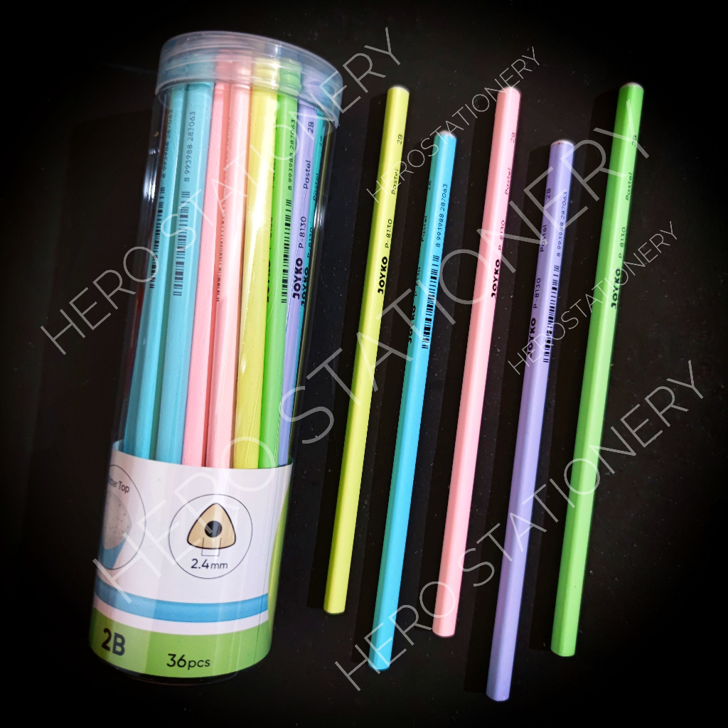 

Pensil 2B joyko triangle grip segitiga pastel P-8130 . 36 unit