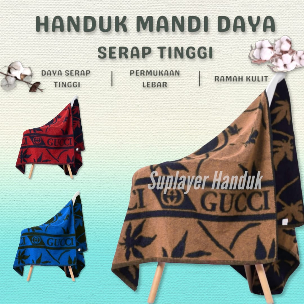 HANDUK MANDI GUCI JUMBO 80X150 / HANDUK GUCI SAKURA / HANDUK MANDI DEWASA / HANDUK DEWASA POLOS TERL