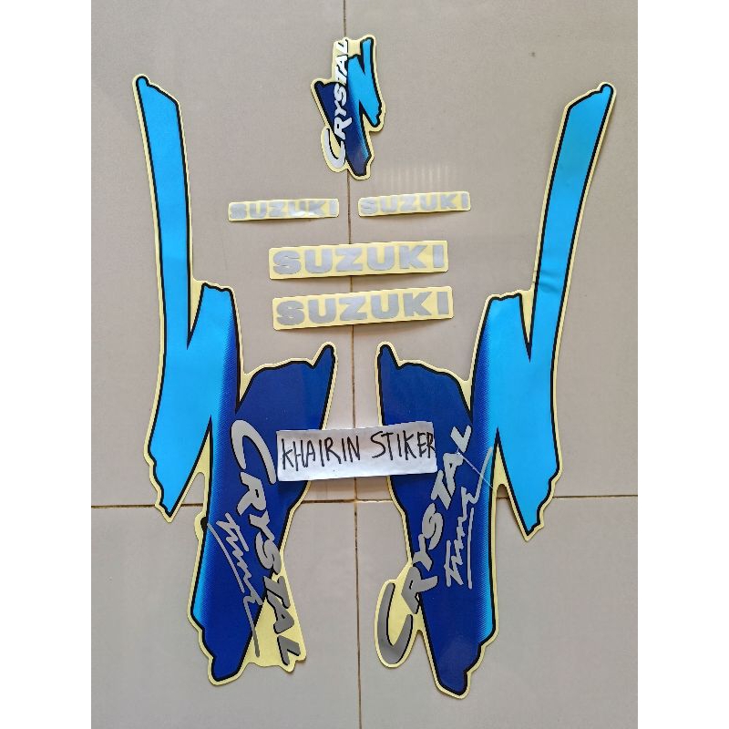 striping stiker Suzuki crystal 1994 94 hitam biru