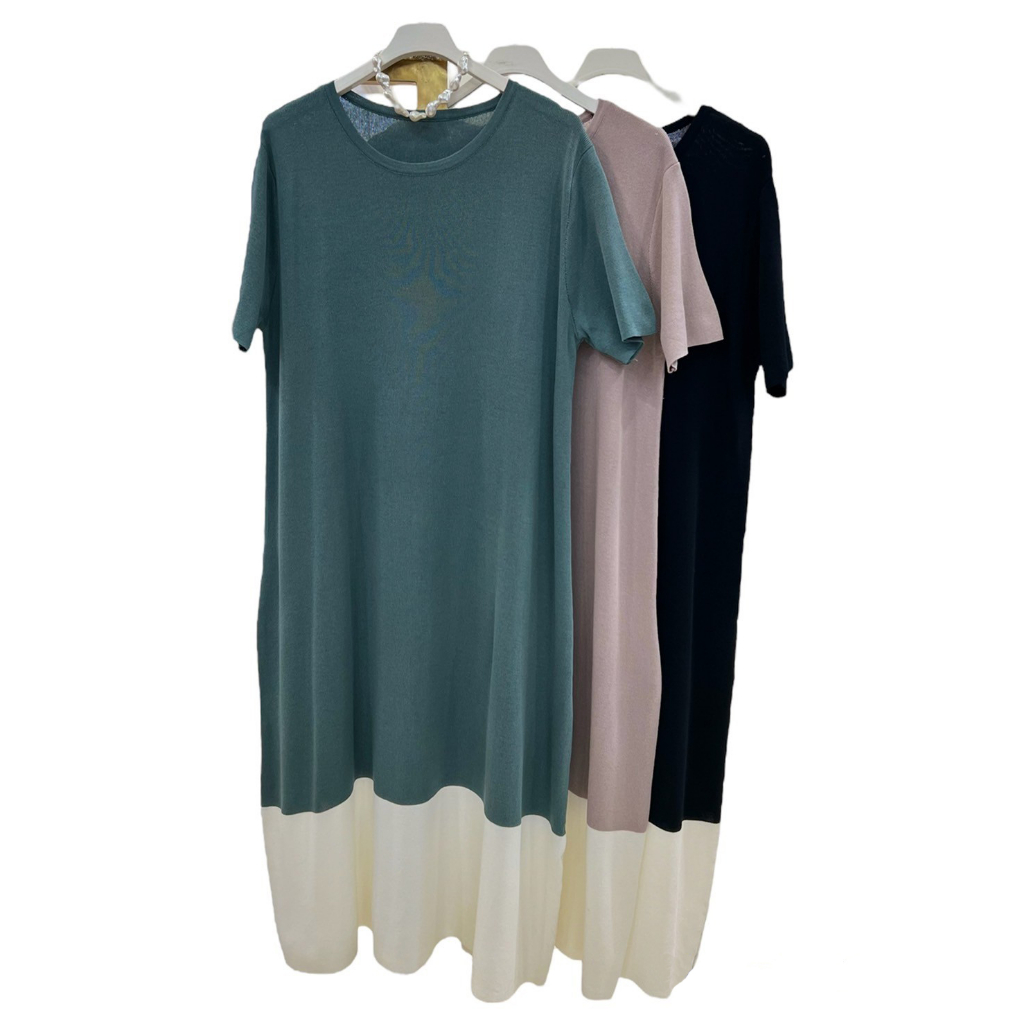 Two Tone Knit Midi Dress