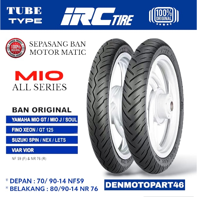 BAN LUAR MOTOR MATIC [ IRC ] NF59 & NR76 / 70/90 & 80/90 RING 14 TUBE TYPE / NON TUBELESS - MIO SMIL