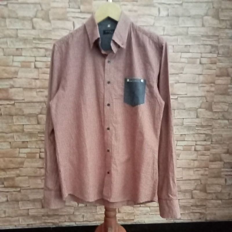 Kemeja Pria Hem Lengan Panjang Kotak Preloved