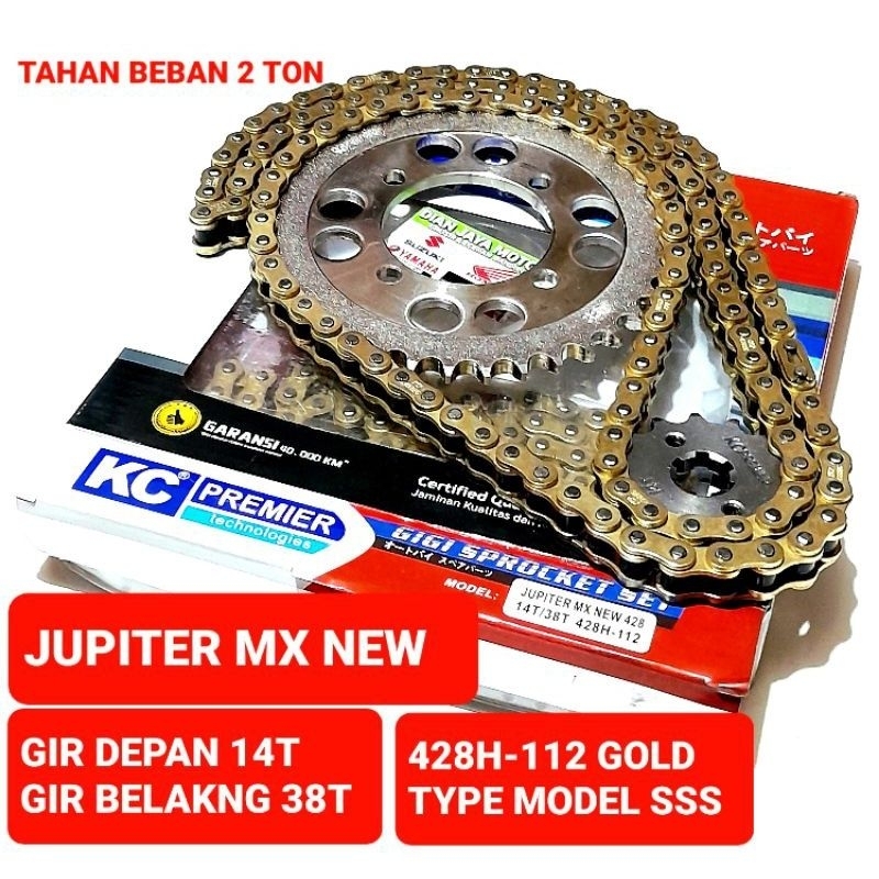 GIRSET YAMAHA JUPITER MX NEW 135 cc 14T/38T/428H-112 RANTAI GOLD MODEL SSS KC RACING PNP VEGA R.FIZR