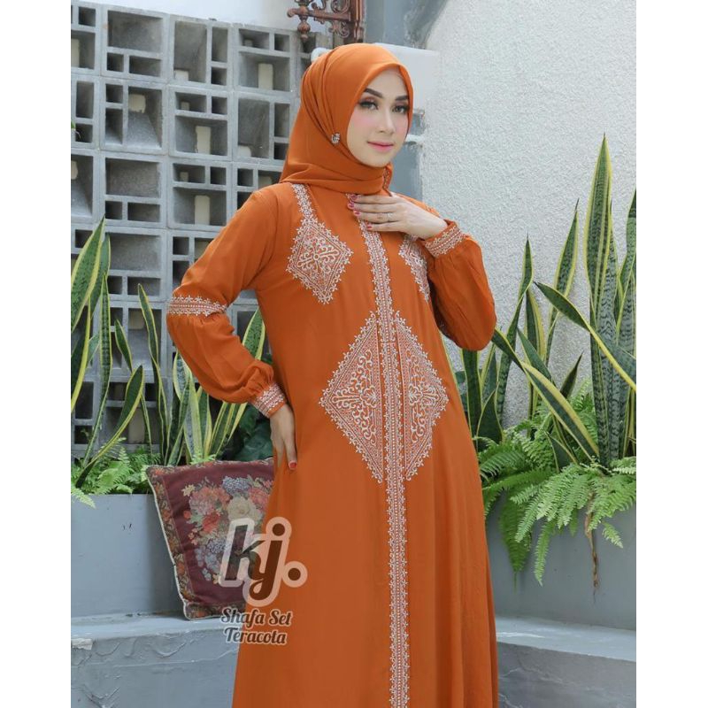 shafa  set mewah/ Khadijah ORI/ Gamis bordir free hijab / Gamis pesta / Gamis Lebaran