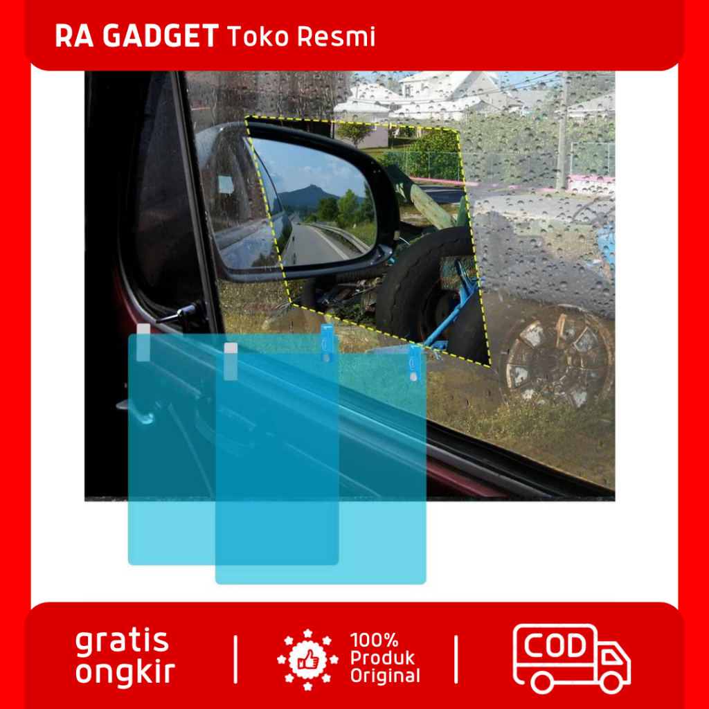 Sticker Anti Fog Spion Mobil Waterproof Film 20x16cm 2PCS Rainproof / Stiker Pelindung Kaca Spion Je