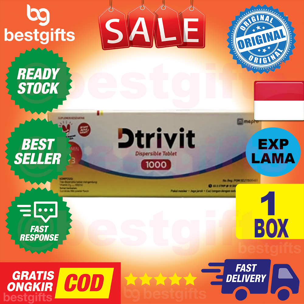 DTRIVIT D3 1000IU VITAMIN D3 1000 IU MENINGKATKAN FUNGSI IMUN 1 BOX ISI 30 DISPERSIBLE TABLET