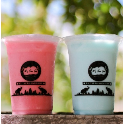 Sablon Cup Gelas Plastik Boba Thai Tea Juss Kopi ukuran 12 Oz Datar 2000 pcs