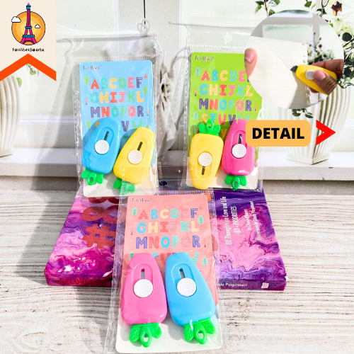 

Cutter Wortel Mini 1 Set 2 pcs Pemotong Kertas Carrot Warna Pastel Karakter Lucu Small Knife Office Travel Stationery