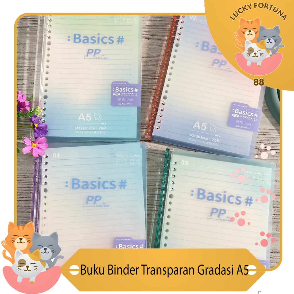 

Buku Binder Tasnsparan Gradasi Ukuran A5 Free isi Kertas Bergaris Buku Binder Terjangkau buku Binder lucu termurah