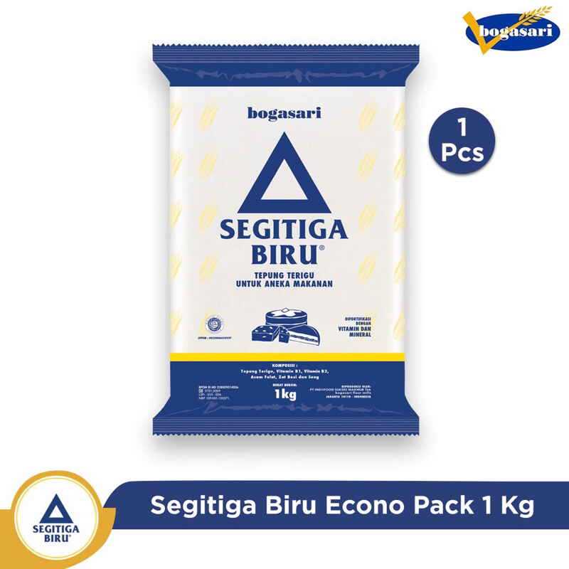 

Tepung Terigu Segitiga Biru Bening Pack 1 Kg Bogasari