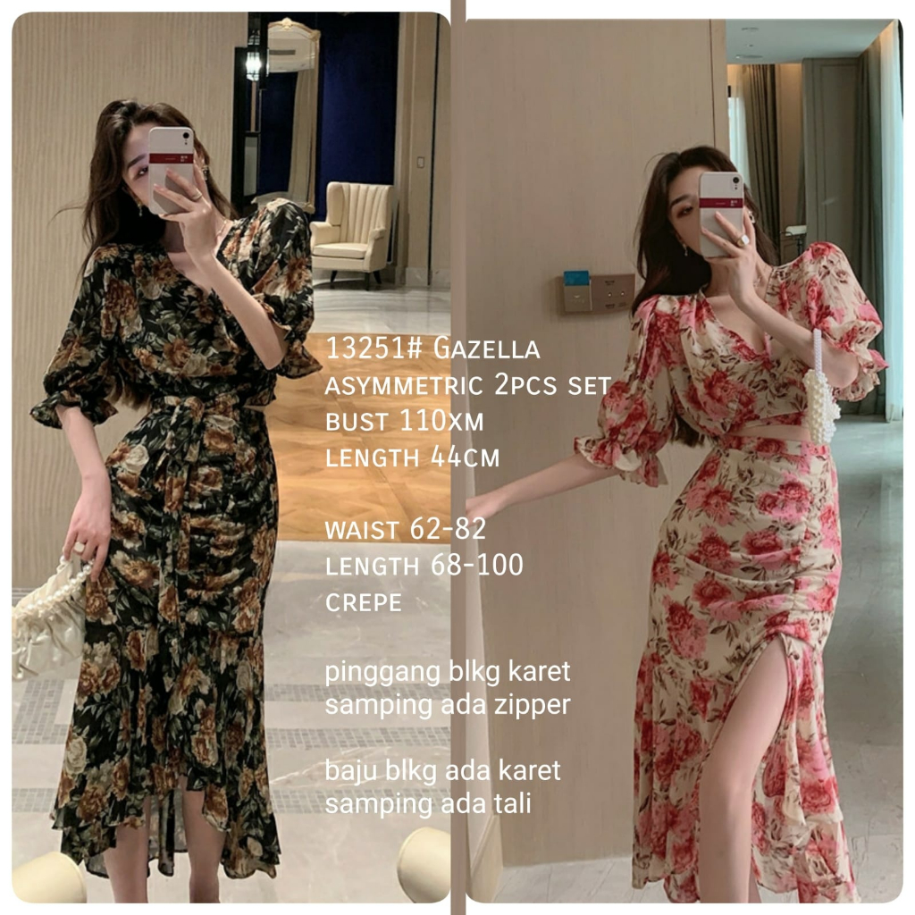 13251 Gazella Asymmetric Set / Pakaian Wanita / Two-piece Set