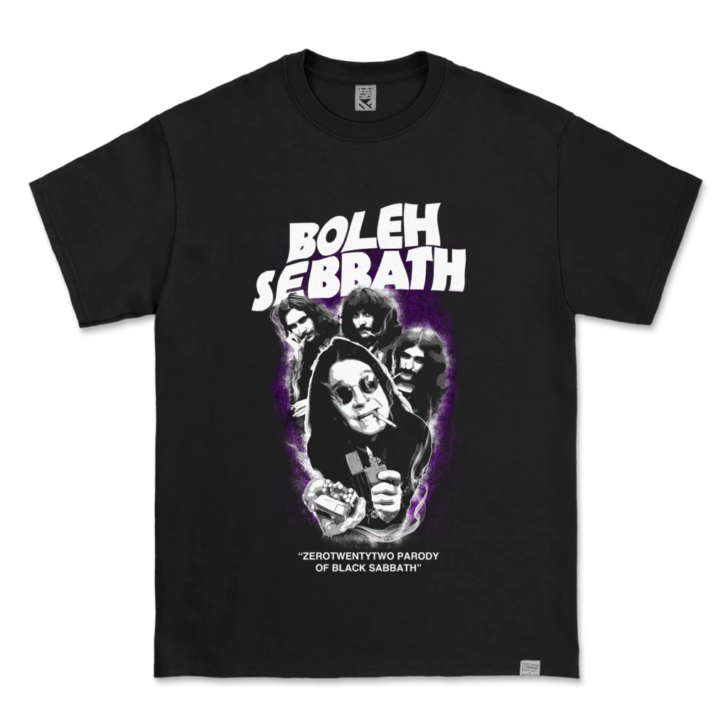 ZeroTwentyTwo T-Shirt Boleh Sebbath Black Sabbath | Kaos Pria Lucu Parodi Plesetan Band Metal