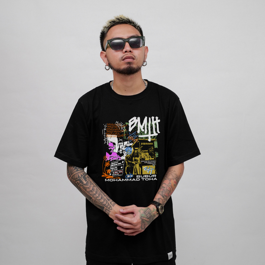 Kaos Distro Parodi ZeroTwentyTwo T-Shirt BMTH Bubur Muhammad Toha Black | Baju Pria Lucu Parody Plesetan Band Metal-1