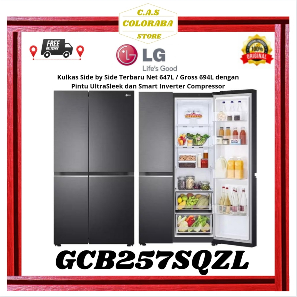 KULKAS LG GCB257SQZL KULKAS SIDE BY SIDE INVERTER GC-B257SQZL GCB257 GC-B257 257SQZL