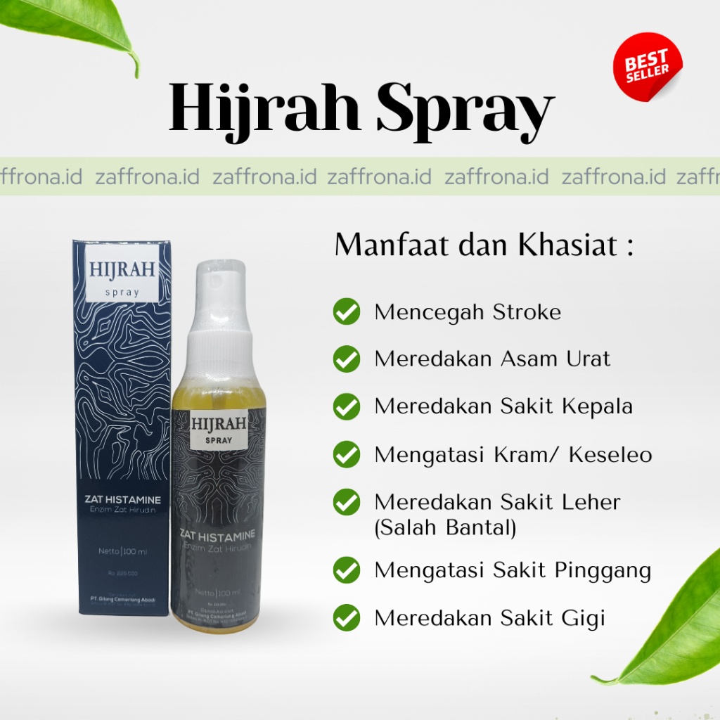 HIJRAH SPRAY 100% ORIGINAL - SOLUSI MEREDAKAN SYARAT KEJEPIT, ASAM URAT, SALAH BANTAL & KESELEO