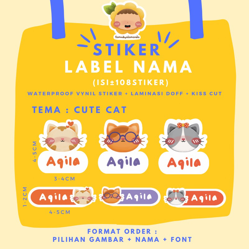 

stiker label nama waterproff