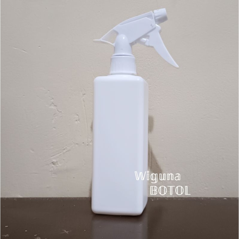 Botol Spray HDPE 500ml Kotak Putih / Botol HDPE 500ml Kotak Tutup Big Triger Putih