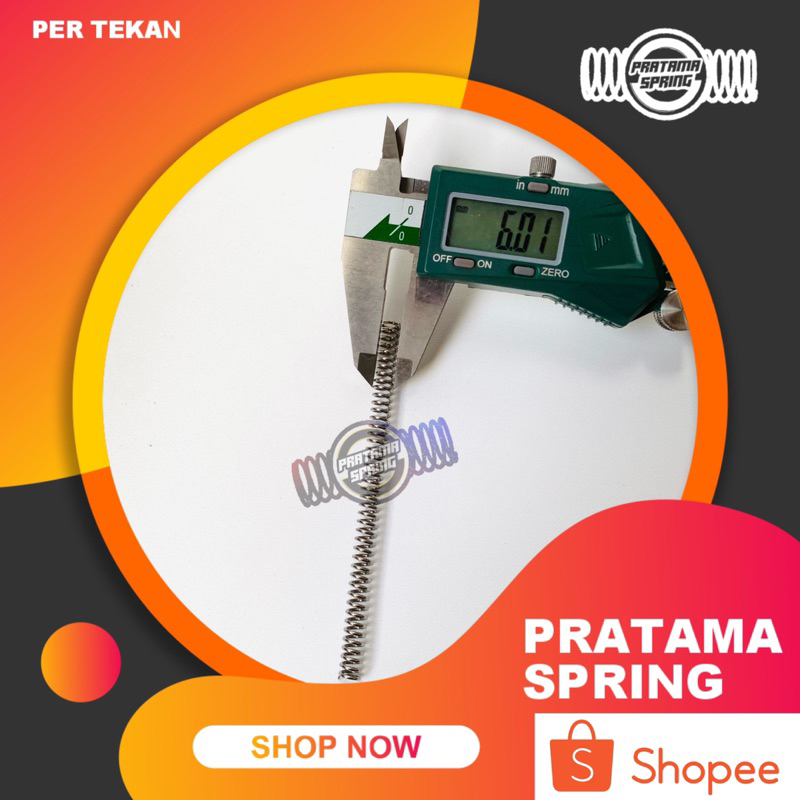 Per Pegas Tekan OD 6 mm Kawat 1 mm Stainless Panjang 100 mm