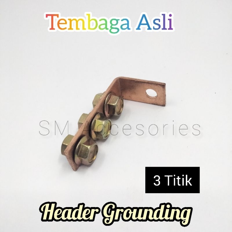 Header Grounding Kepala Aki Mobil 3 titik plat tembaga Asli