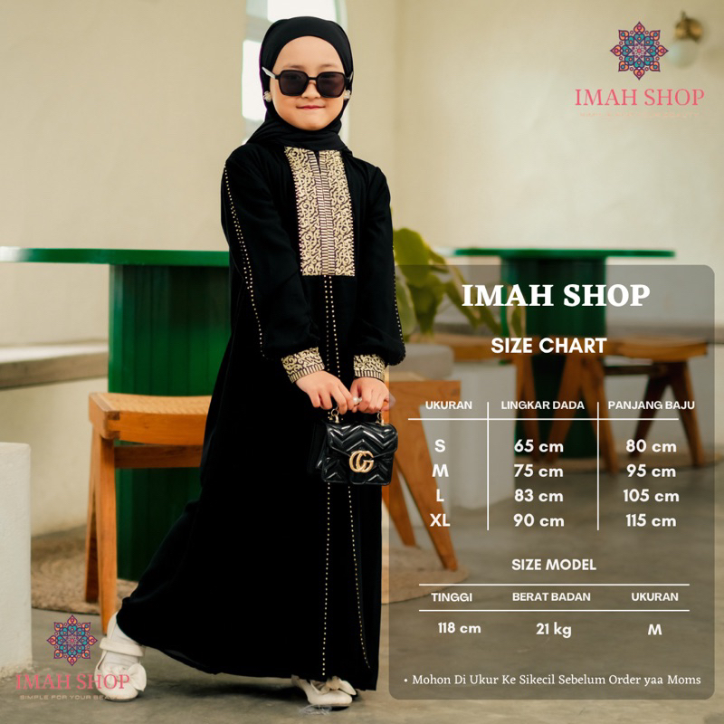 Abaya Gamis Anak Perempuan Maxi Dress Arab Saudi Bordir Zephy Turki Umroh Dubai 225 Turkey India Wanita Hitamjo 78 Gold Kids By Imah Shop