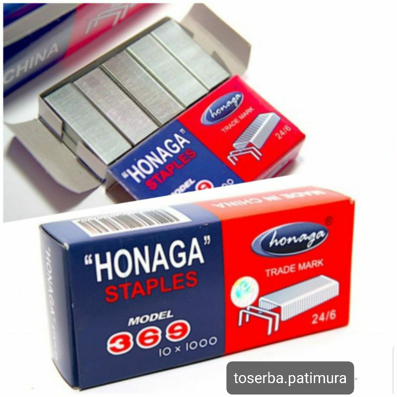 

Isi staples / stapler / jepretan Besar No.369 Honaga 24/6 (isi 10 pak/1000pcs)
