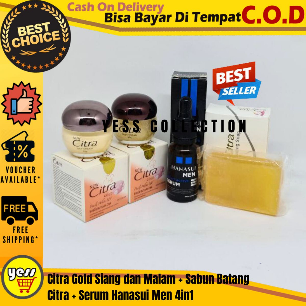 Citra Gold Siang dan Malam + Sabun Batang Citra + Serum Hanasui Men 4in1 COD - YESS