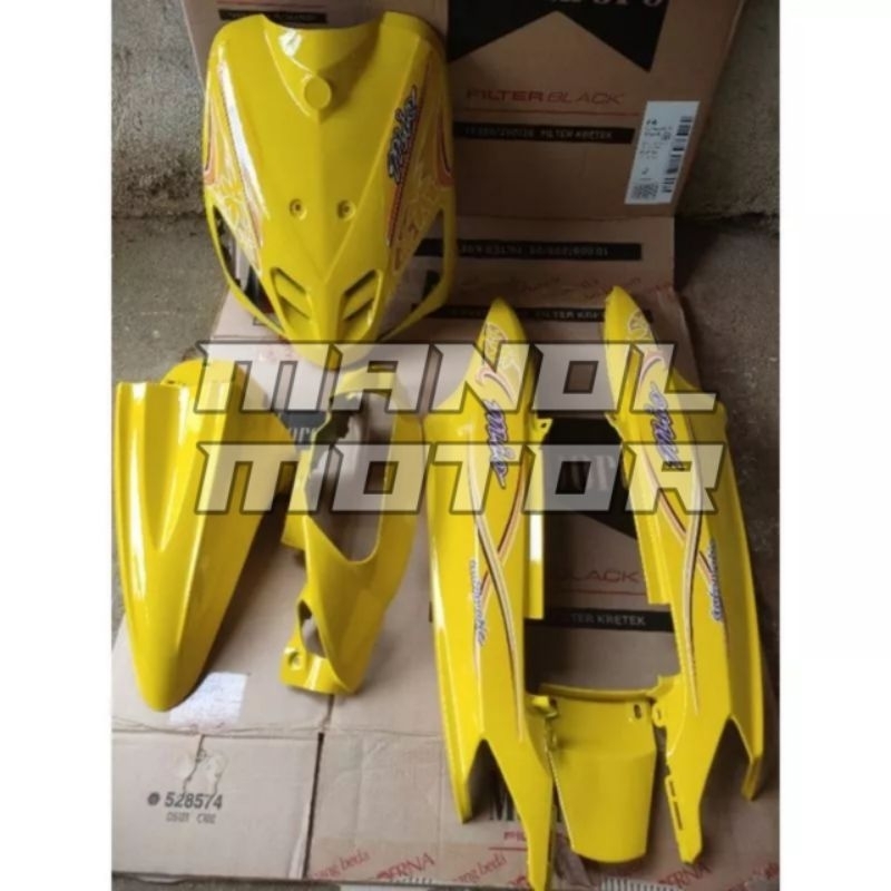 Body fullset Yamaha Mio sporty kuning motiv bunga th.2004 dek body halus Mio lama