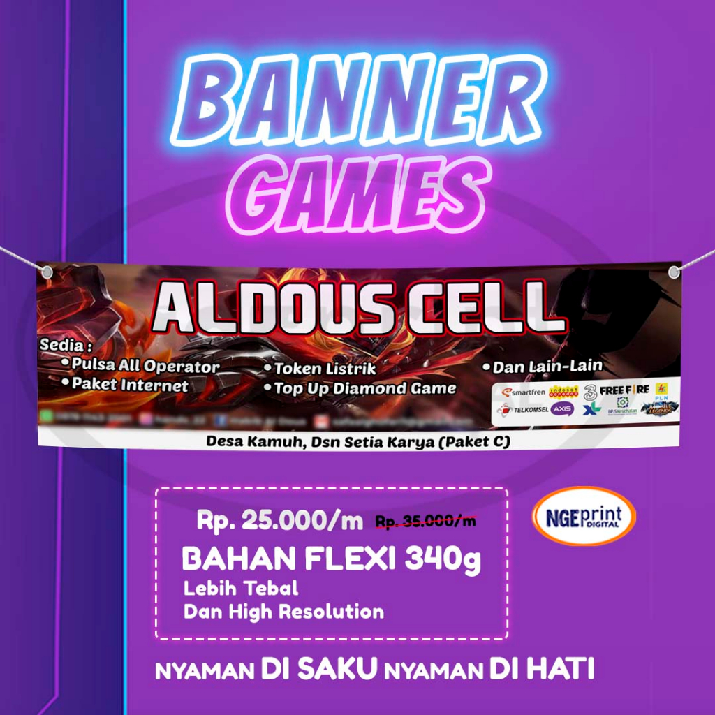 Banner Games / Spanduk Top Up Games Konter Pulsa Design Custom Murah Berkualitas