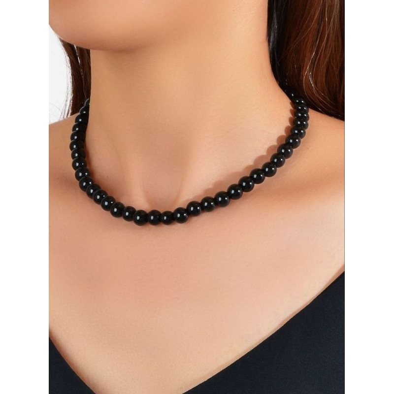 Kalung Mutiara Kerang Hitam Pria Wanita Hijab