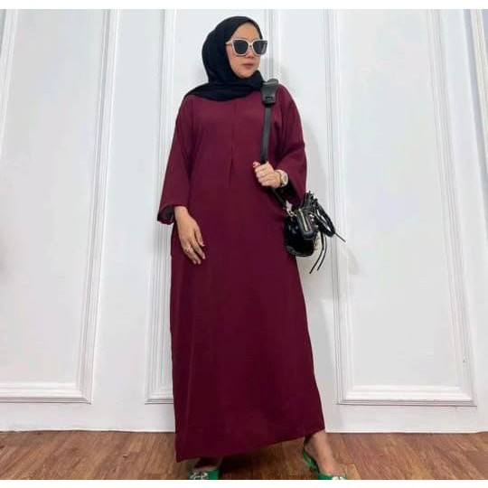 Daster Gamis Crinkle Airflow Polos/Daster Model Tangan 3/4 Terbaru Dan kekinian