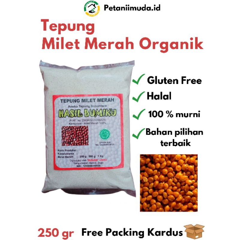 

Tepung Milet Merah kemasan 250 GRAM/Tepung Biji Milet Merah kemasan 250 GRAM/Tepung Organik Gluten Free/Tepung Millet Merah