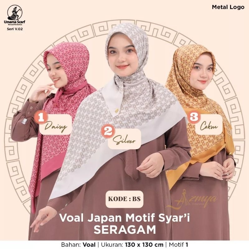 Jilbab 130x130 Voal Japan Umama| Motif elegan & cantik