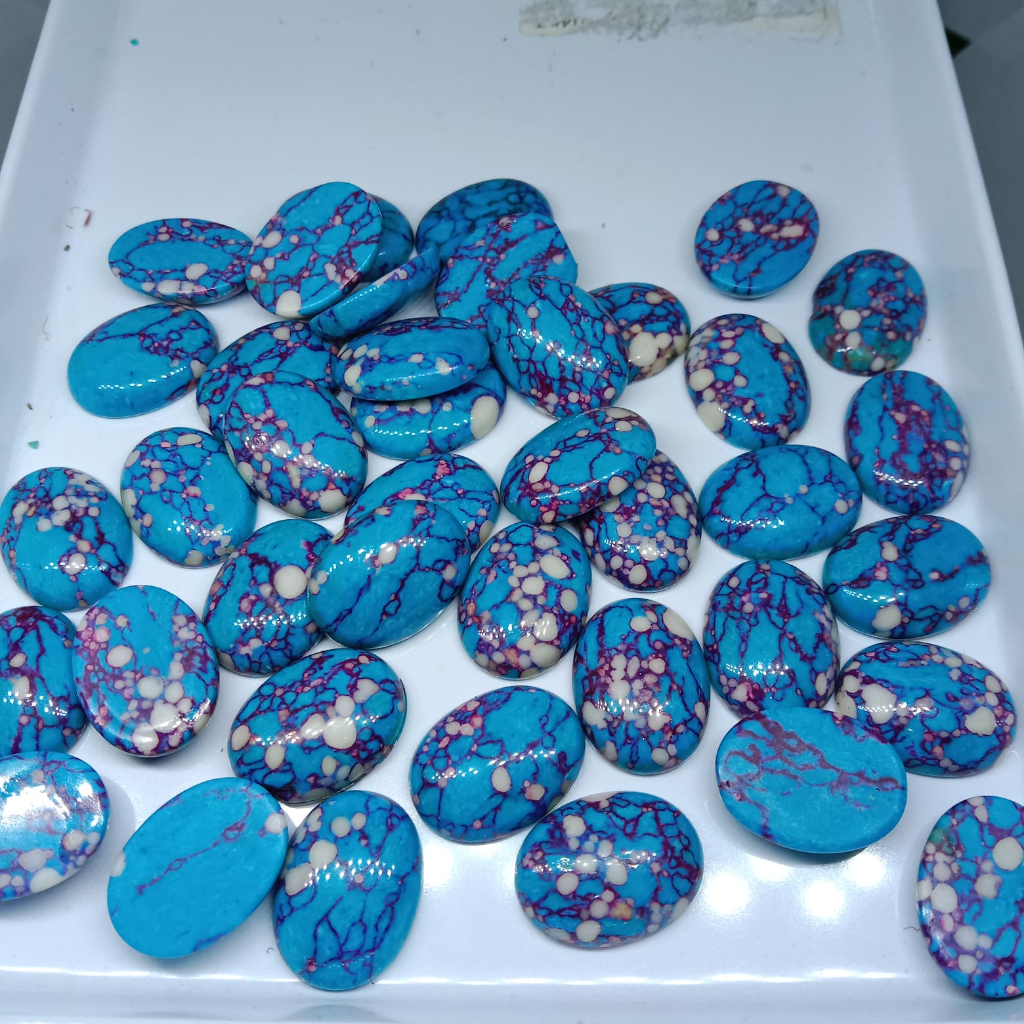 Batu akik pirus biru / pirus komposite tidak asli Dim 20 mm