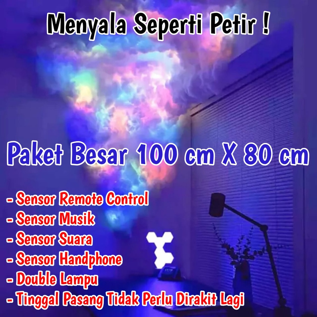 Hiasan dinding lampu awan petir aesthtetic fullsetLed Awan Dekorasi kamar gaming / Set up kamar gami