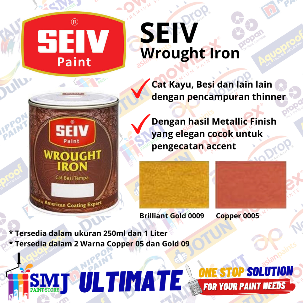 Cat Minyak Besi & Kayu Tempa SEIV WROUGHT IRON 1L Emas / Gold