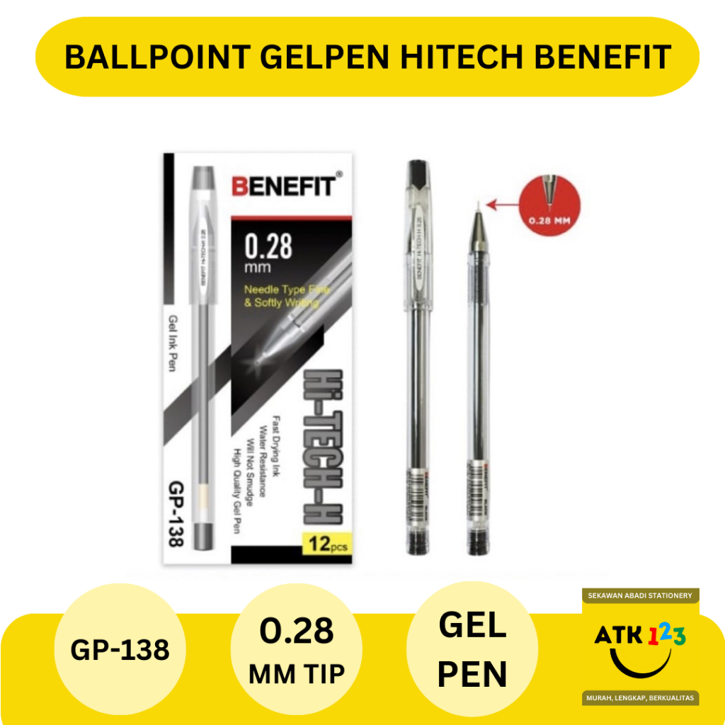 

Ballpoint Hi-Tech Pulpen Gel Bolpen Benefit GP-138 Tip 0.28 mm