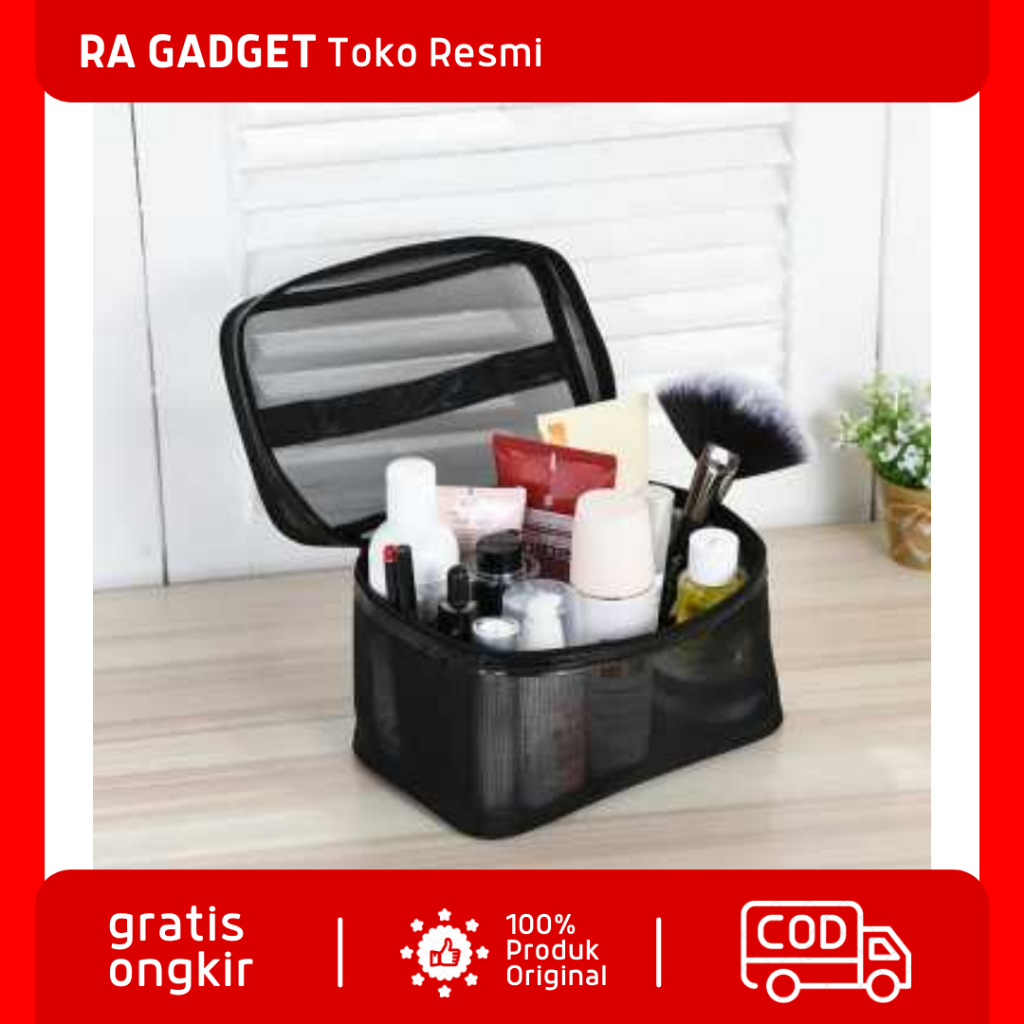 Tas Kosmetik Travel Portable Bag Transparan / Pouch Box Kotak Wadah Kosmetik Rias Make Up Pengantin 