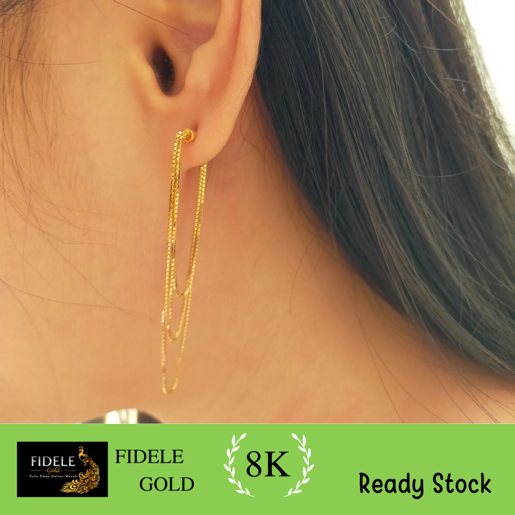 Anting rumbai fashion fkl emas asli kadar muda 375 8karat