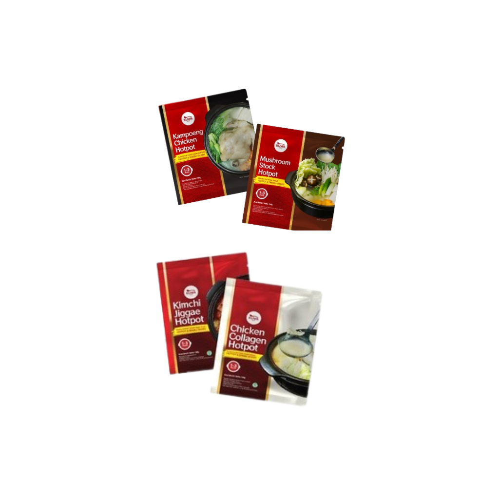 

Kuwa Hotpot - Kuah Shabu Shabu Rasa Chicken Collagen / Kimchi Jiggae / Mushroom Stock / Kaldu Ayam Kampung - 100gr