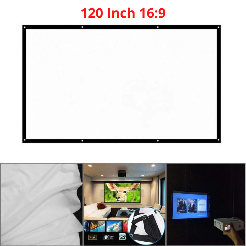 Kain Layar Proyektor Lipat 84 100 120 Inch Portable 16:9 Screen Projector Folded Screen Projector