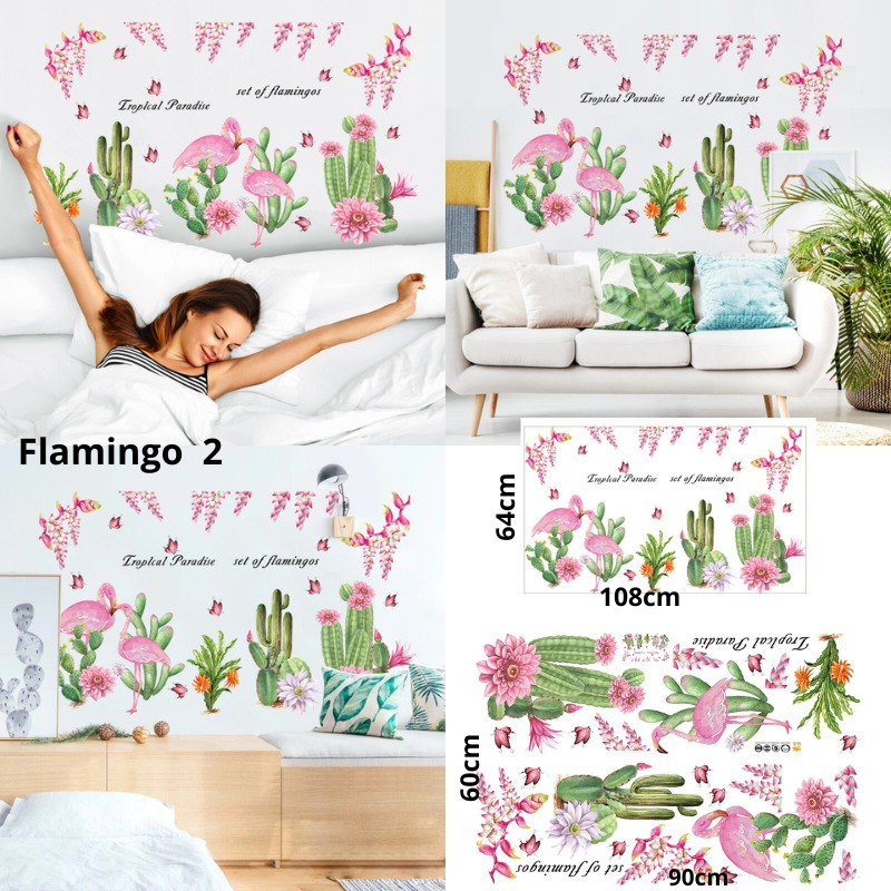 WALLSTICKER WALLSTIKER WALL SETIKER STIKER STICKER DINDING TEMBOK FLAMINGGO FLAMINGO 2 KAKTUS DEKORA