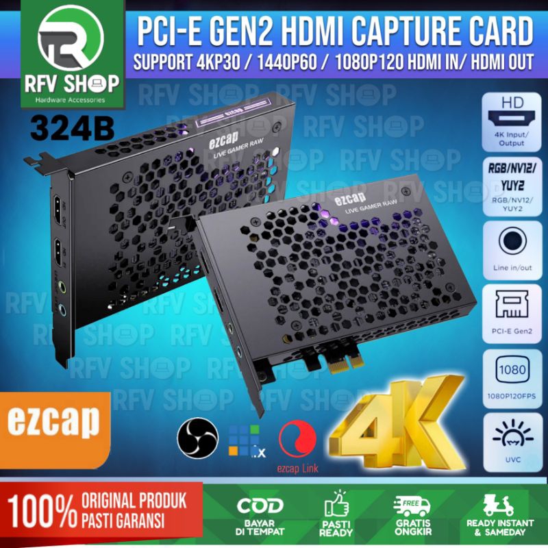 EZCAP 324B PCIE gen2 PCI HDMI Video Capture Live Card 4K audio line in / out